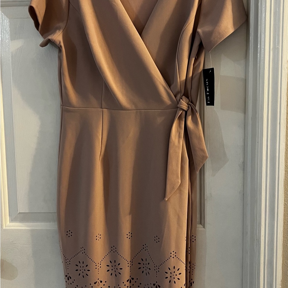 NWT En Focus pale pink wrap dress, size 14, beautiful!